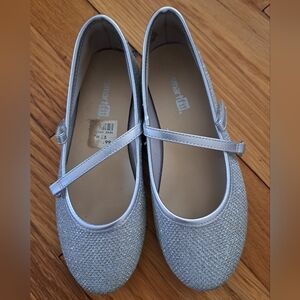 smartfit Silver Glitter Mary Jane Flats with Strap